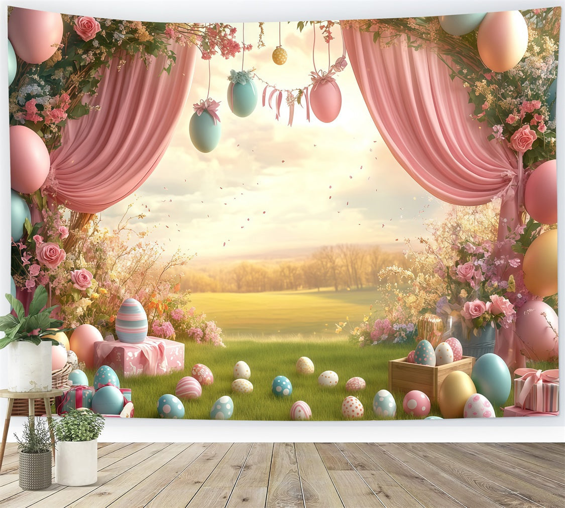 Easter Egg Backdrops Floral Egg Wonderland Backdrop UK CJJ-166