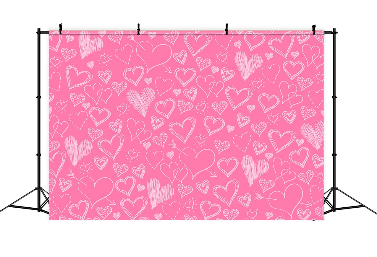 Pink Girl Backdrop Hand-Drawn Pink Hearts Backdrop UK CJJ2-70