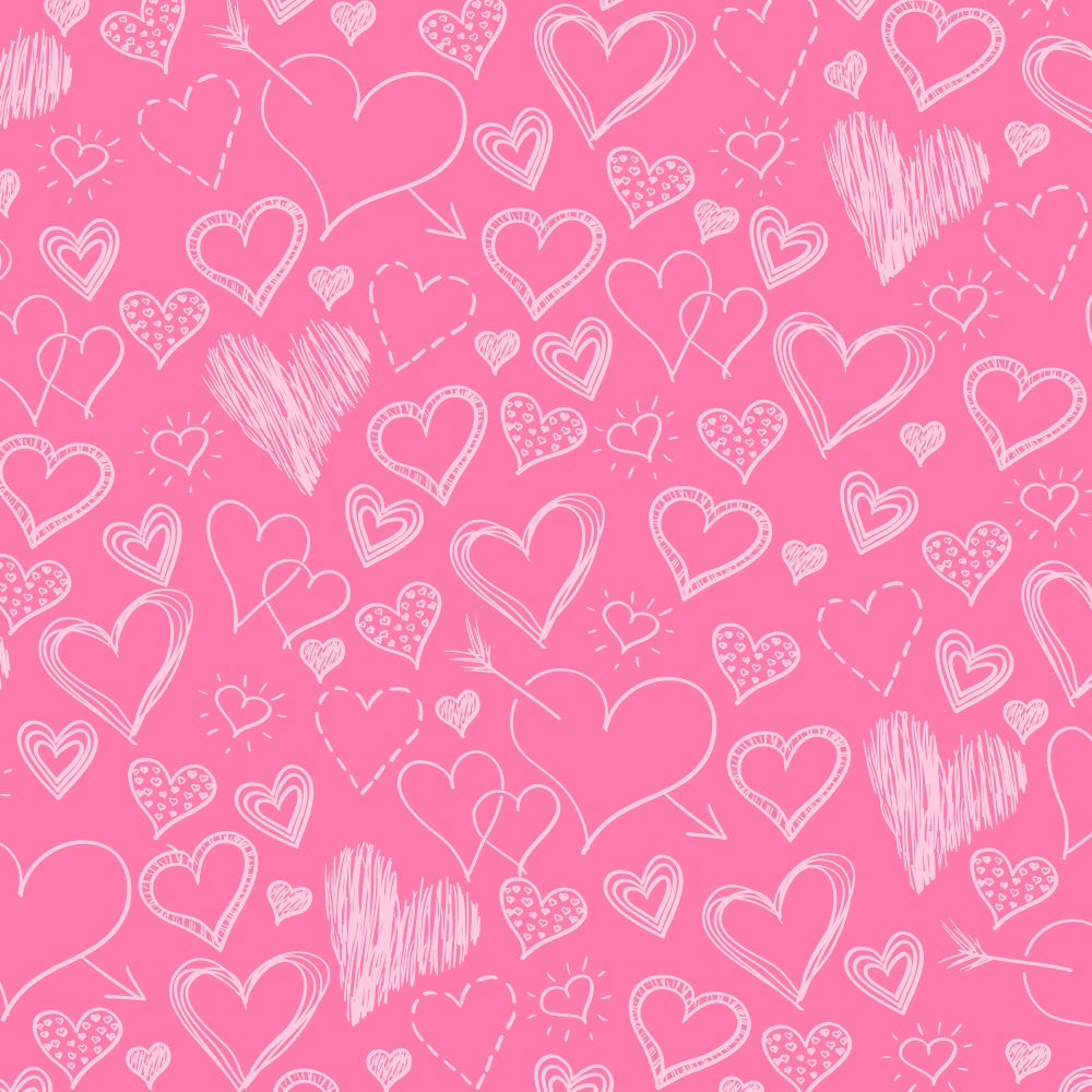 Pink Girl Backdrop Hand-Drawn Pink Hearts Backdrop UK CJJ2-70