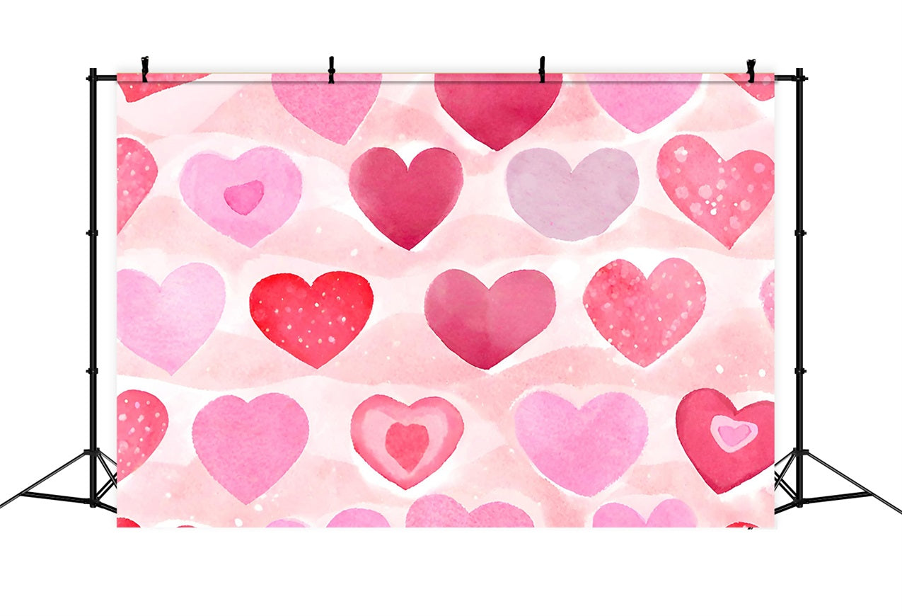 Pink Girl Backdrops Romantic Watercolor Hearts Backdrop UK CJJ2-72