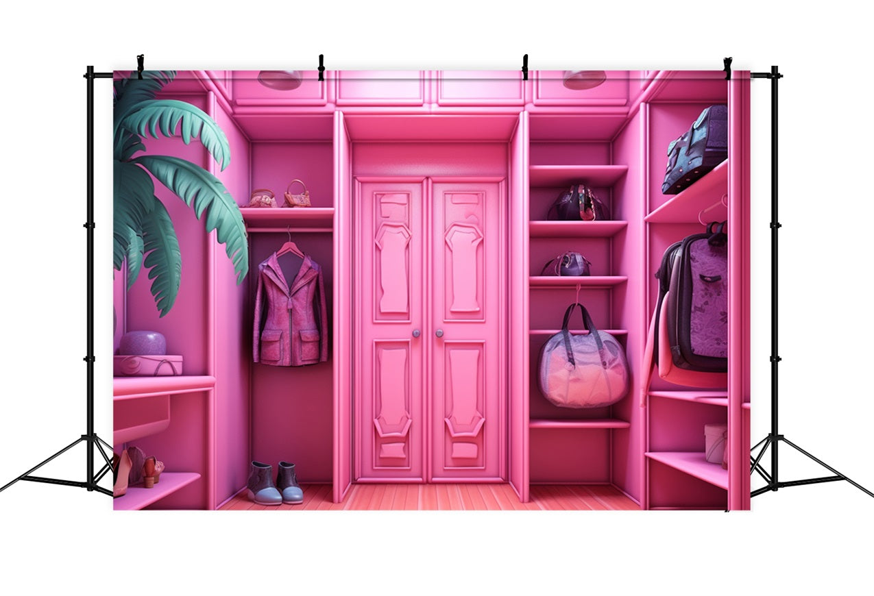 Fashion Doll Backdrop Ideas Pink Fashion Closet Backdrop UK CJJ2-78