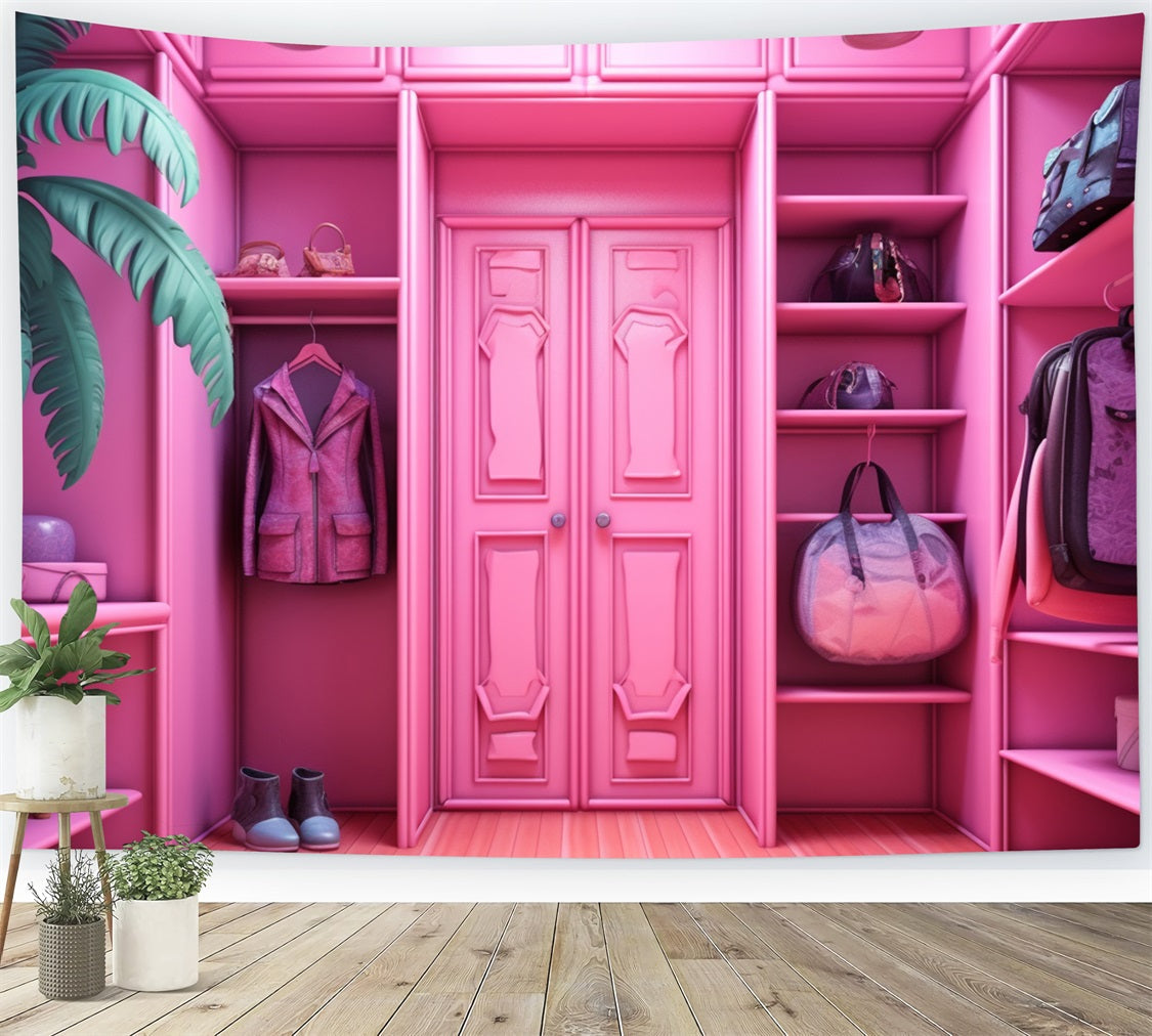 Fashion Doll Backdrop Ideas Pink Fashion Closet Backdrop UK CJJ2-78
