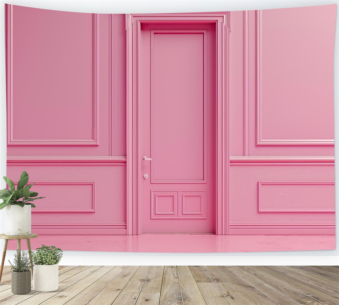 Pink Girl Backdrop Minimalist Door Wall Backdrop UK CJJ2-86