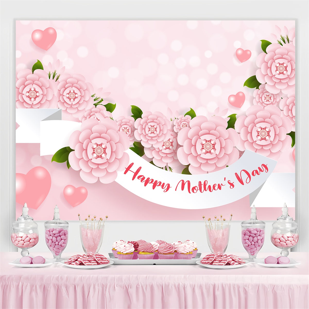 Mother's Day Backdrop Ideas Sweet Flower Bokeh Personalized Backdrop UK CJJ3-104