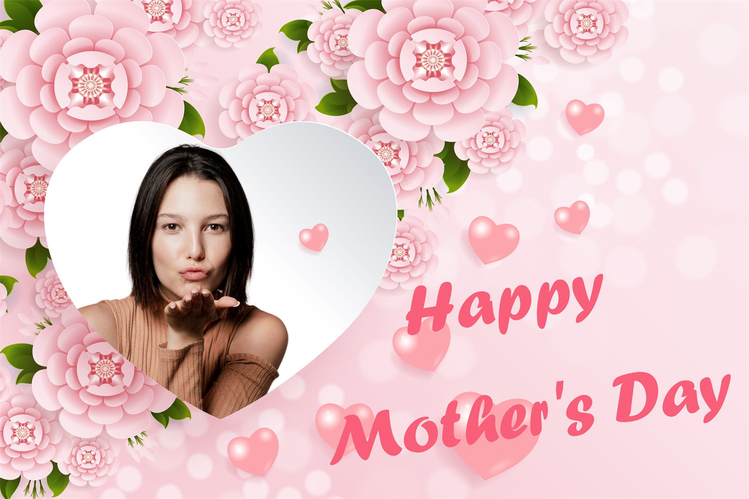 Mothers Day Backdrop Romantic Floral Heart Customized Backdrop UK CJJ3-107