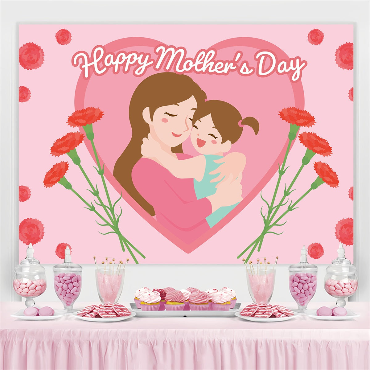 Mother's Day Backdrop Ideas Warm Embrace Flower Customized Backdrop UK CJJ3-114