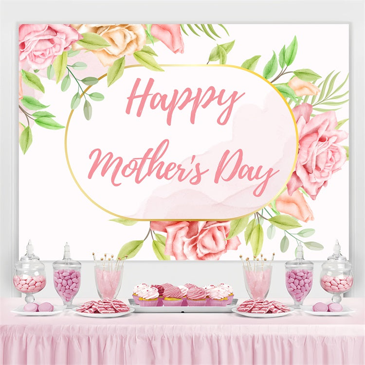 Mothers Day Backdrop Romantic Rose Gold Frame Custom Backdrop UK CJJ3-123