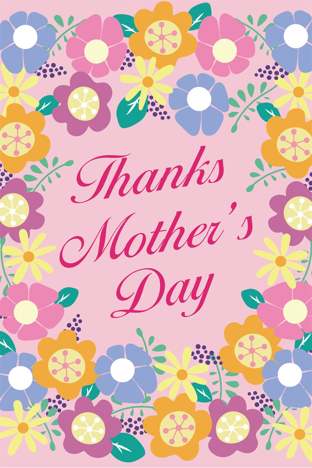 Mother's Day Backdrop Playful Retro Wildflower Custom Backdrop UK CJJ3-127