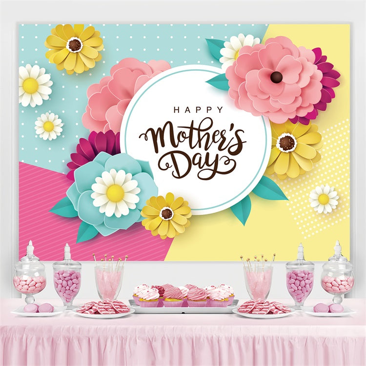Mother's Day Backdrops Colorful Paper Flower Customized Backdrop UK CJJ3-132
