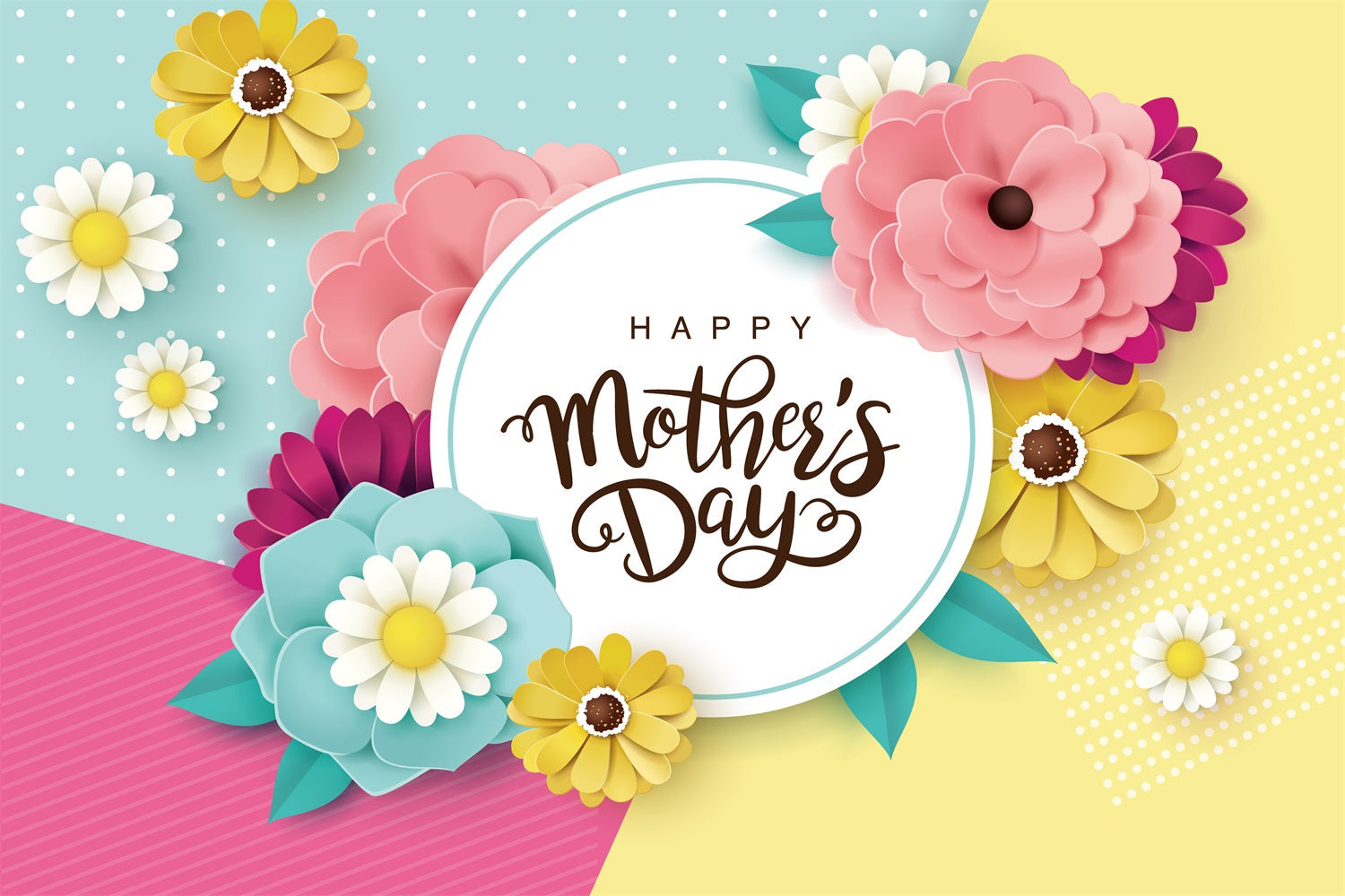 Mother's Day Backdrops Colorful Paper Flower Customized Backdrop UK CJJ3-132