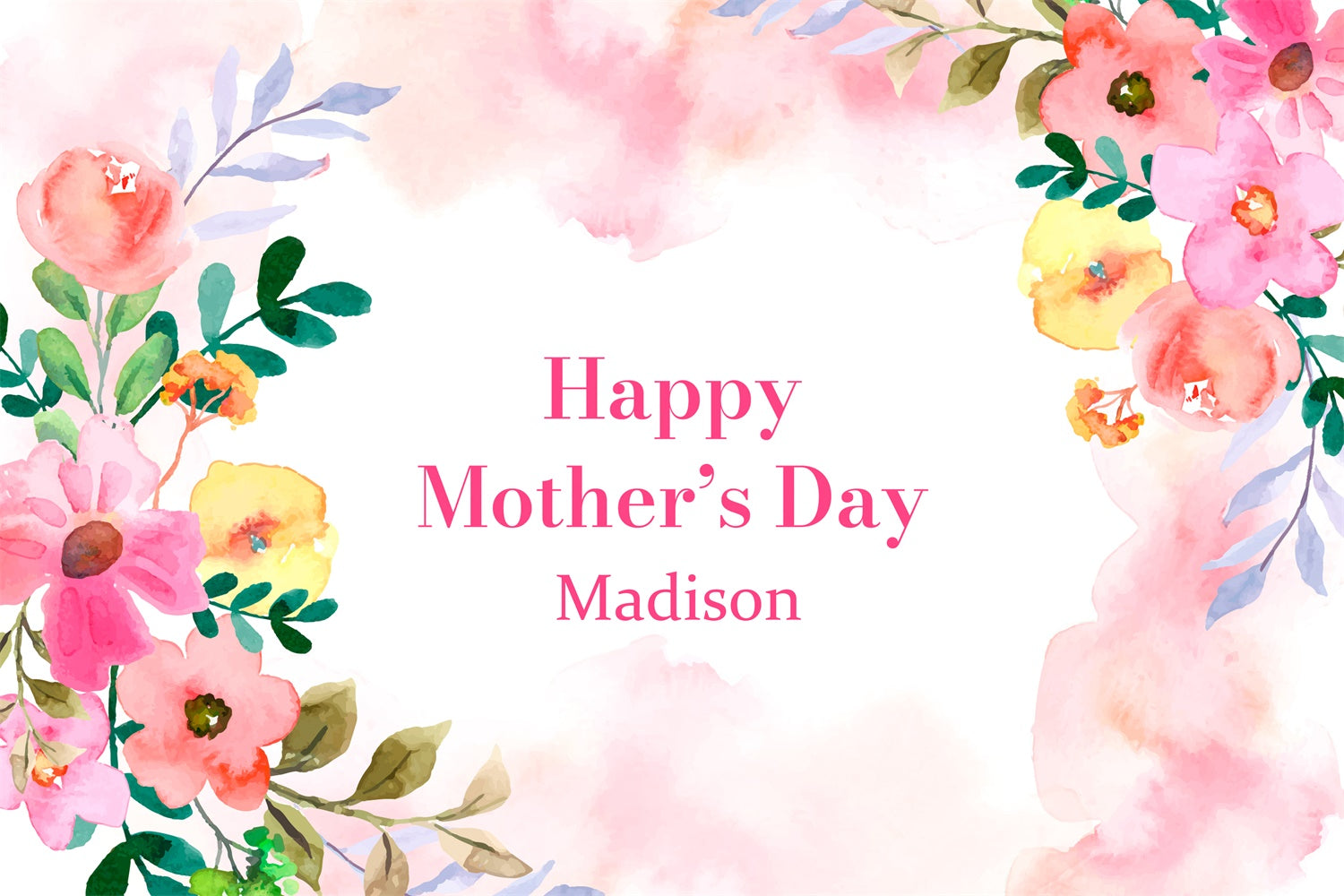 Backdrops For Mother's Day Blush Watercolor Floral Custom Backdrop UK CJJ3-133