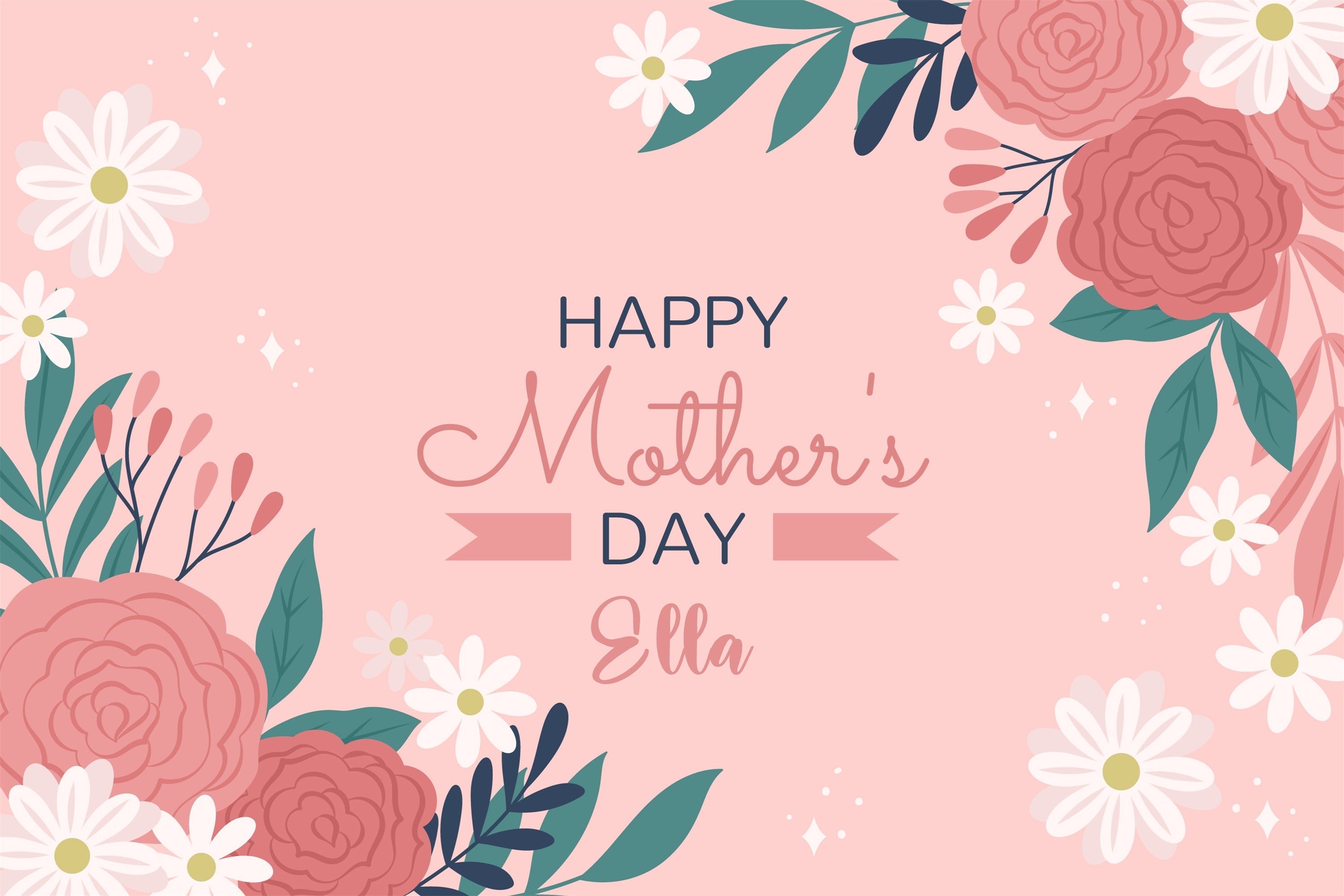 Mothers Day Backdrops Graceful Pink Floral Personalized Backdrop UK CJJ3-135
