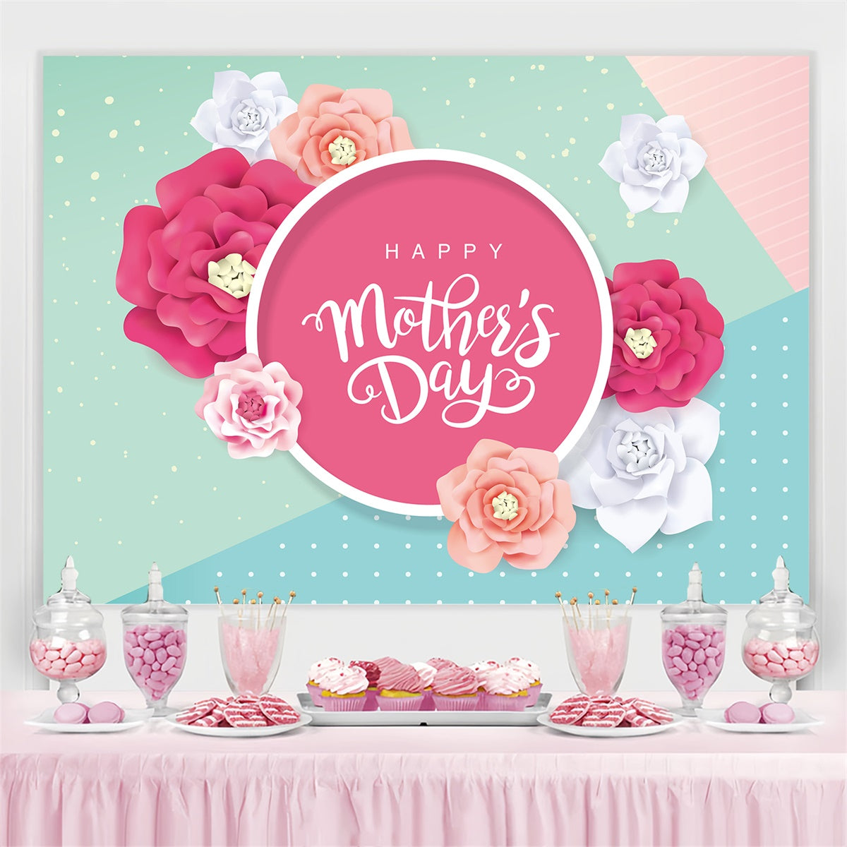 Mothers Day Backdrop Ideas Delicate Paper Flower Customized Backdrop UK CJJ3-136