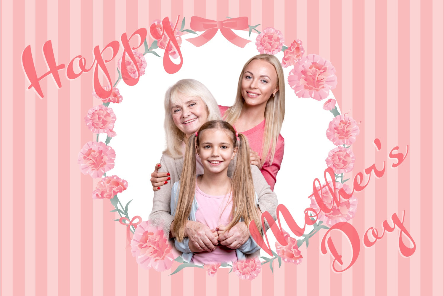 Backdrops For Mother's Day Pink Carnation Wreath Custom Backdrop UK CJJ3-153