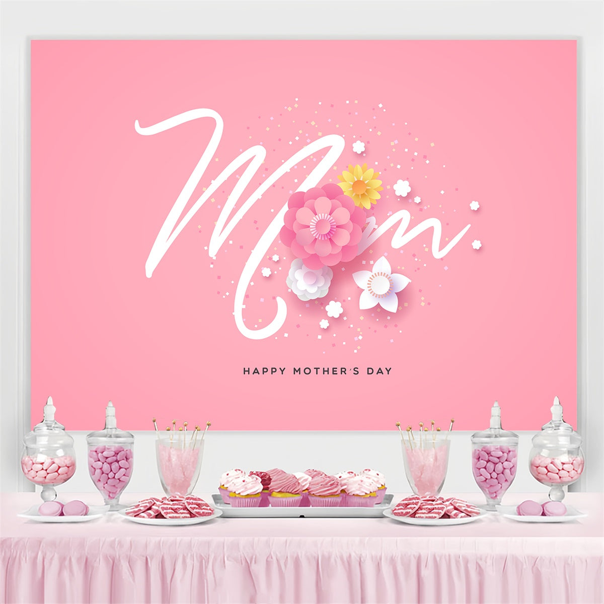 Backdrops For Mother's Day Minimalist Pink Floral Custom Backdrop UK CJJ3-155