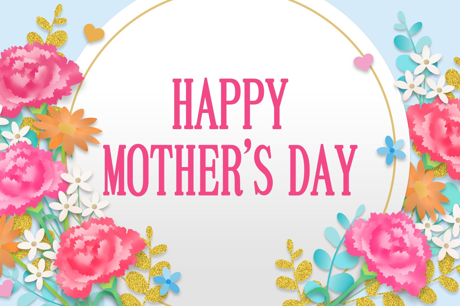 Happy Mother's Day Backdrop Pink Carnation Festive Custom Backdrop UK CJJ3-157