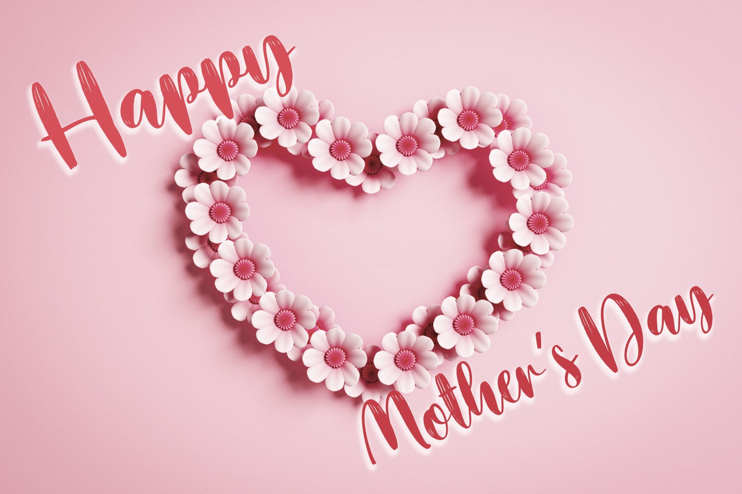 Mothers Day Backdrop Floral Heart Garland Pink Custom Backdrop UK CJJ3-159