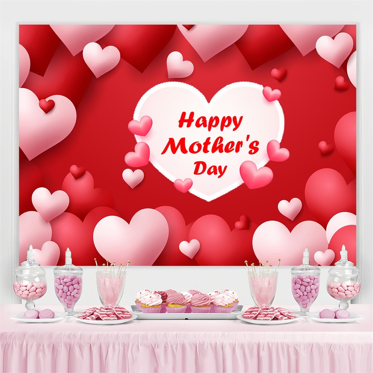 Backdrops For Mother's Day Romantic Red Heart Personalized Backdrop UK CJJ3-162