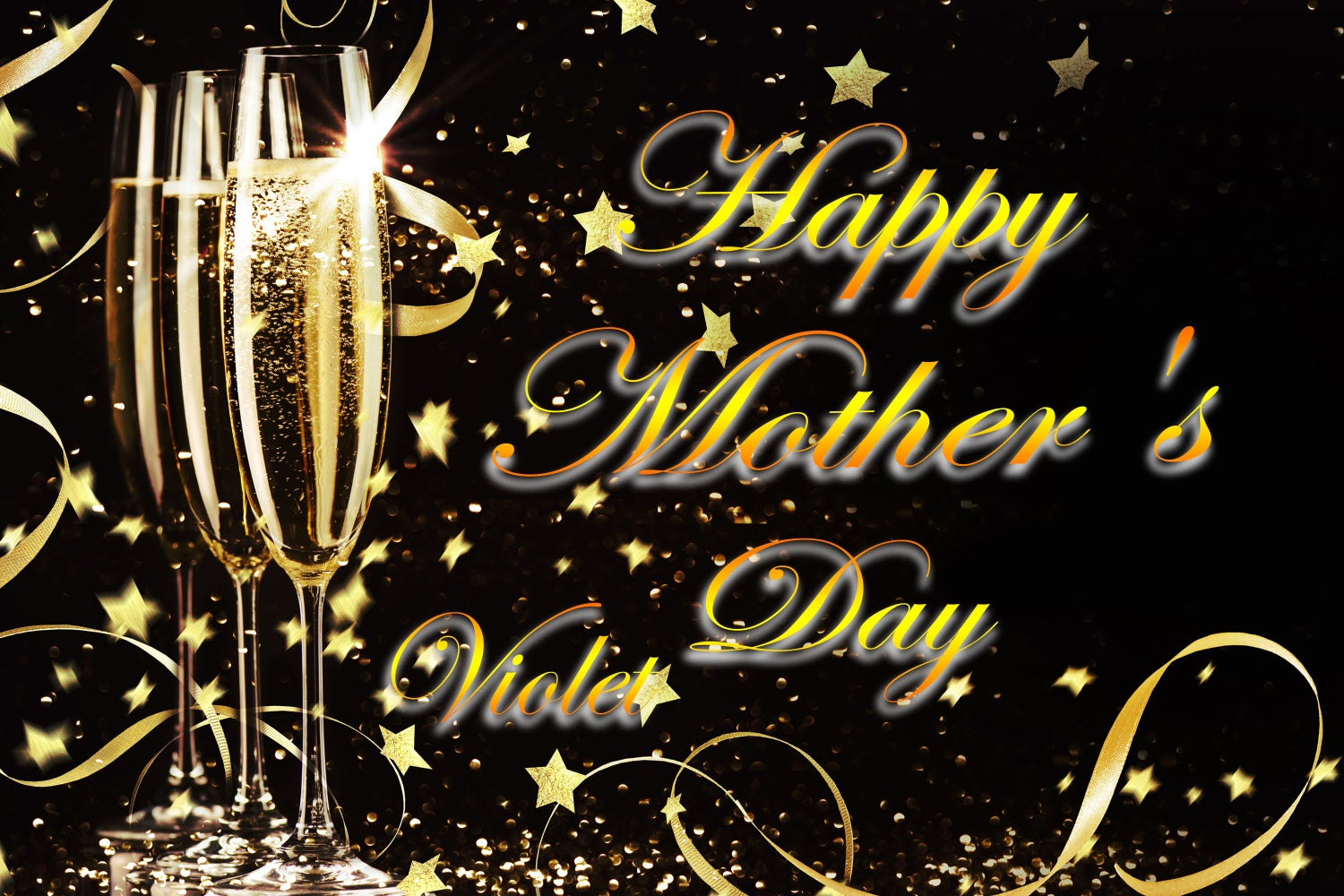 Mothers Day Backdrop Golden Champagne Sparkle Custom Backdrop UK CJJ3-166