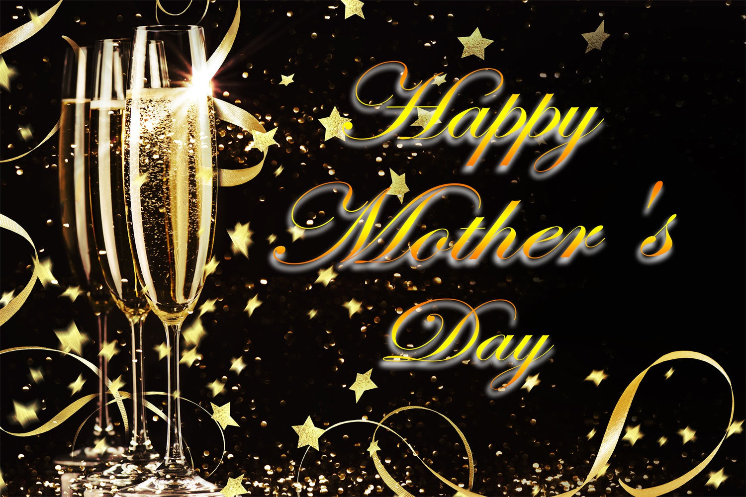 Mothers Day Backdrop Golden Champagne Sparkle Custom Backdrop UK CJJ3-166