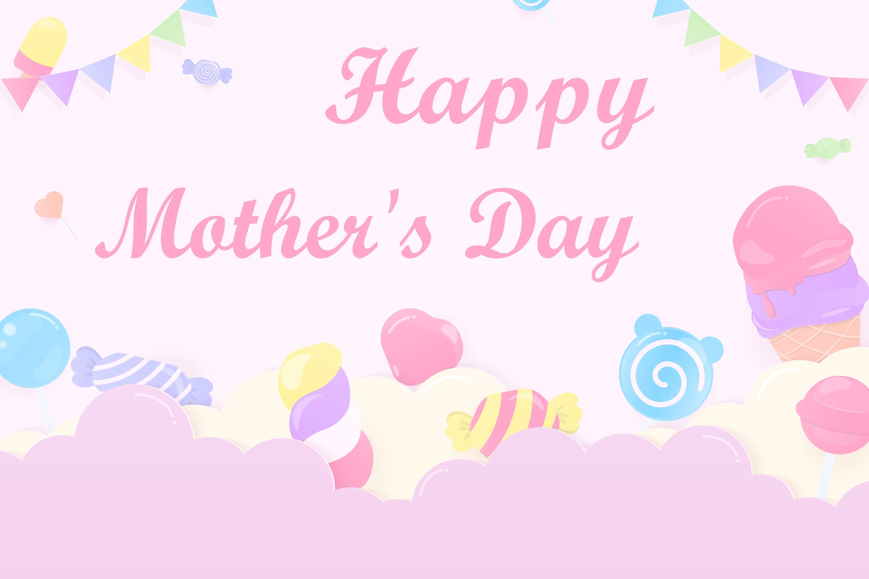 Mother's Day Backdrops Pastel Candy Fantasy Customized Backdrop UK CJJ3-169