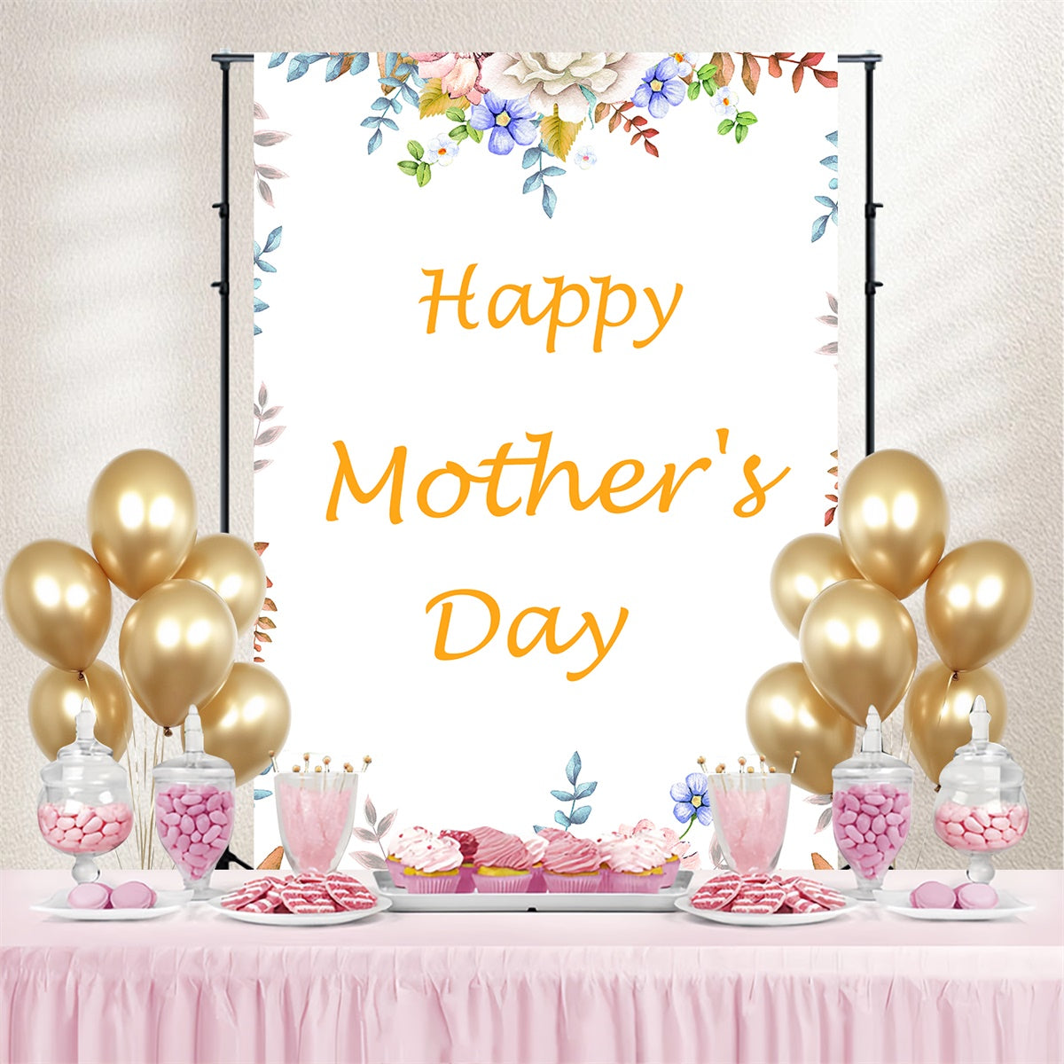Mothers Day Photo Backdrops Warm Rustic Floral Personalized Backdrop UK CJJ3-171