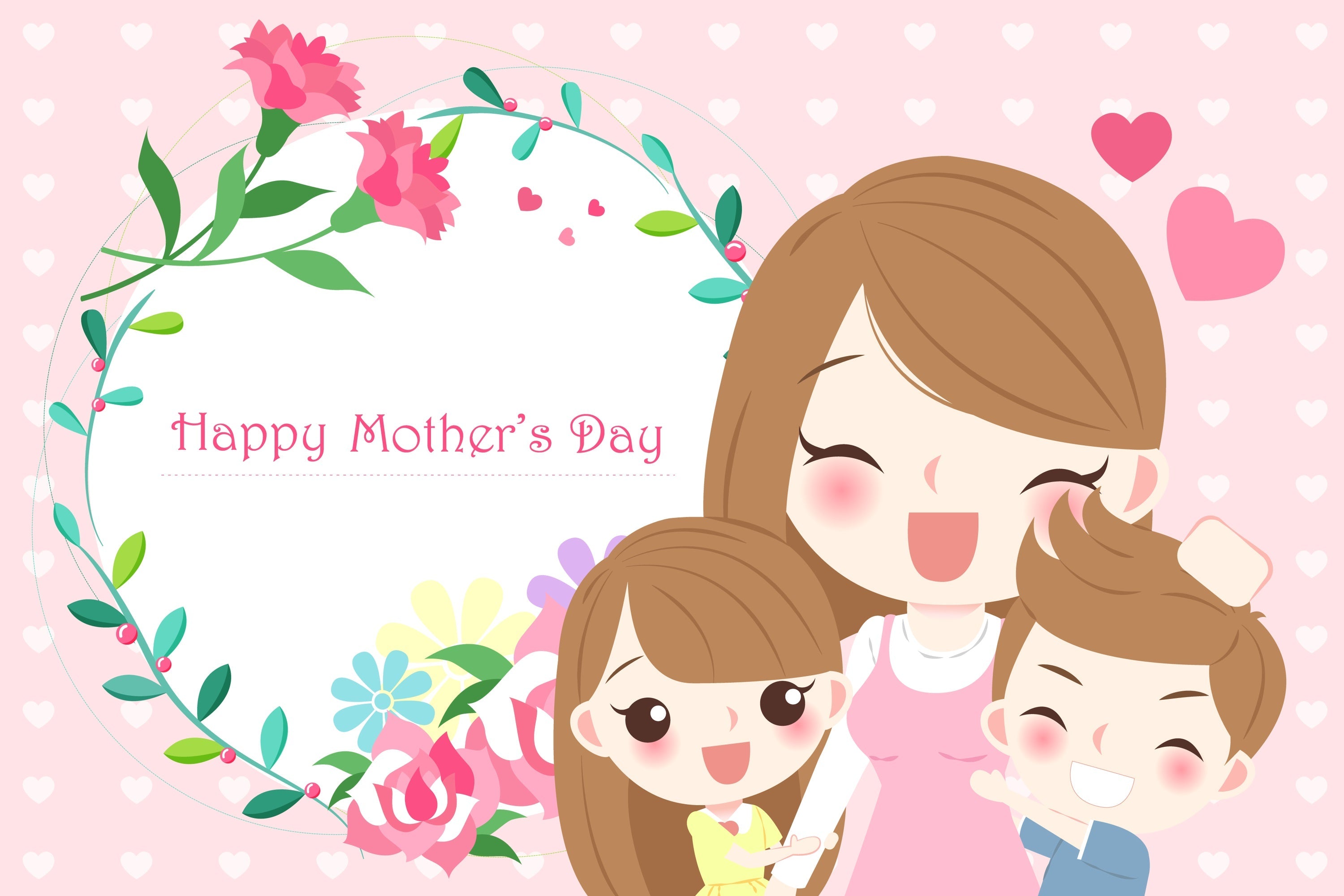 Mothers Day Backdrops Cheerful Cartoon Celebration Custom Backdrop UK CJJ3-173