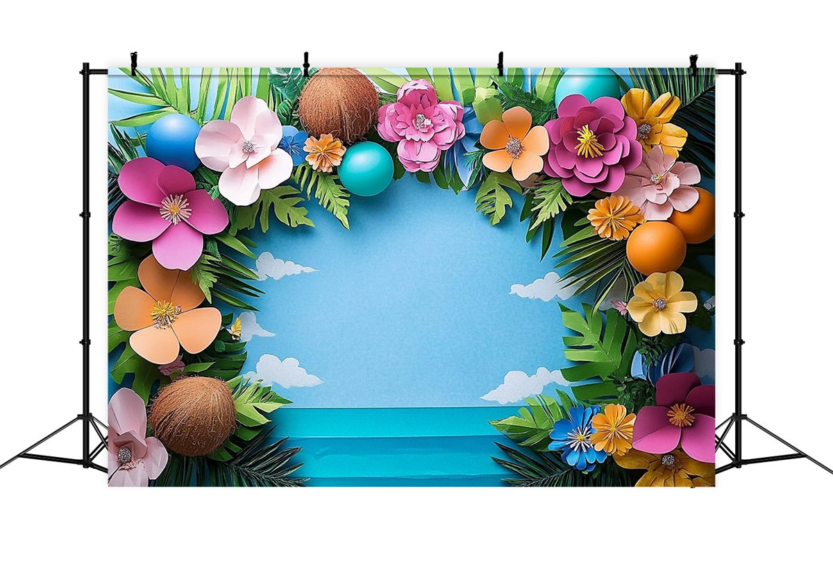 Summer Photo Backdrop Tropic Bloom Frame Backdrop UK CJJ3-245