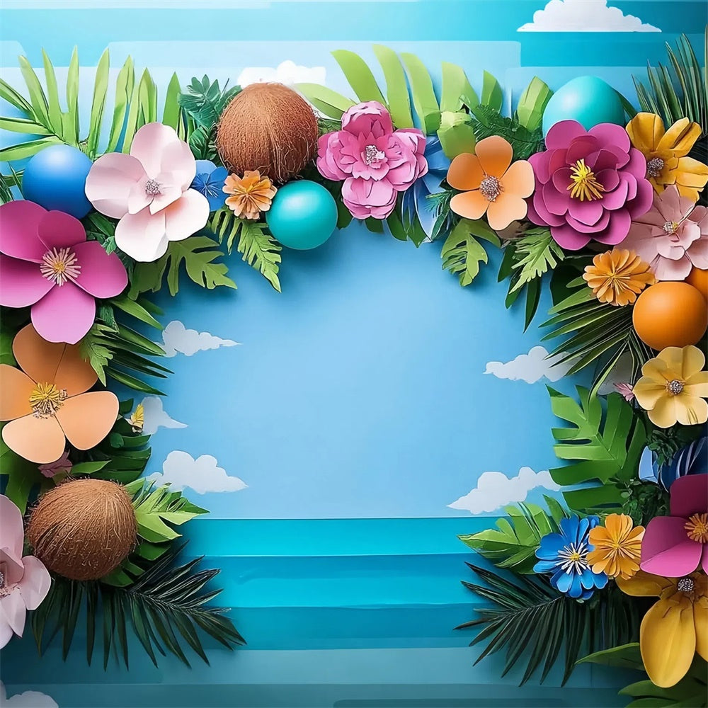 Summer Photo Backdrop Tropic Bloom Frame Backdrop UK CJJ3-245