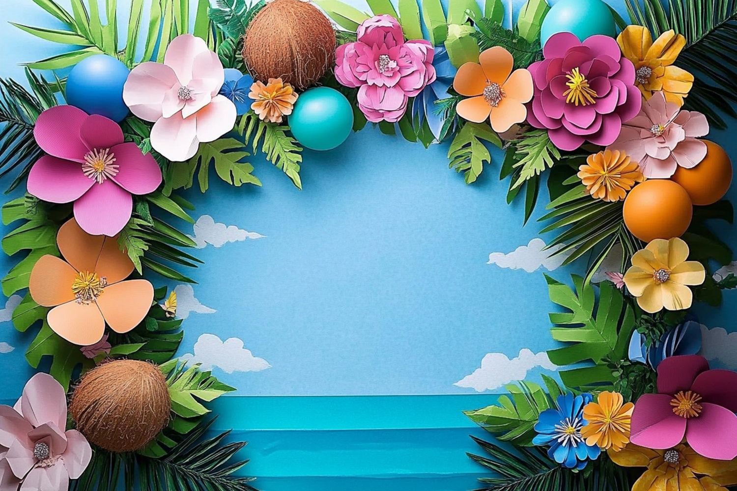 Summer Photo Backdrop Tropic Bloom Frame Backdrop UK CJJ3-245