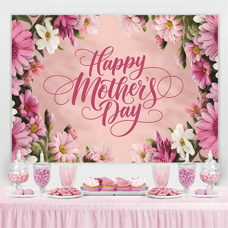 Mother's Day Backdrop Pink Daisy Bloom Personalized Backdrop UK CJJ3-84
