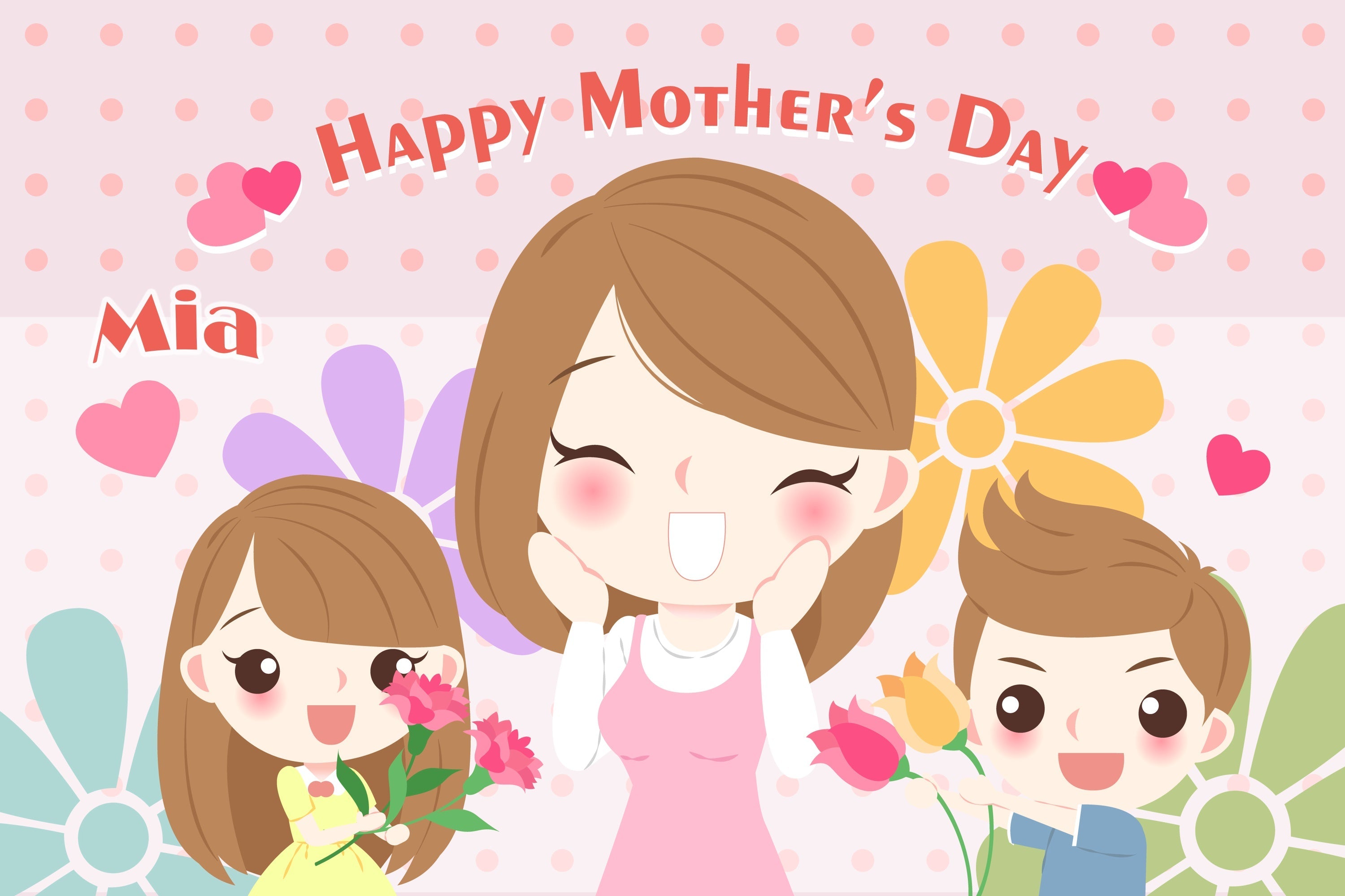 Backdrops For Mother's Day Warm Family Cartoon Custom Backdrop UK CJJ3-89