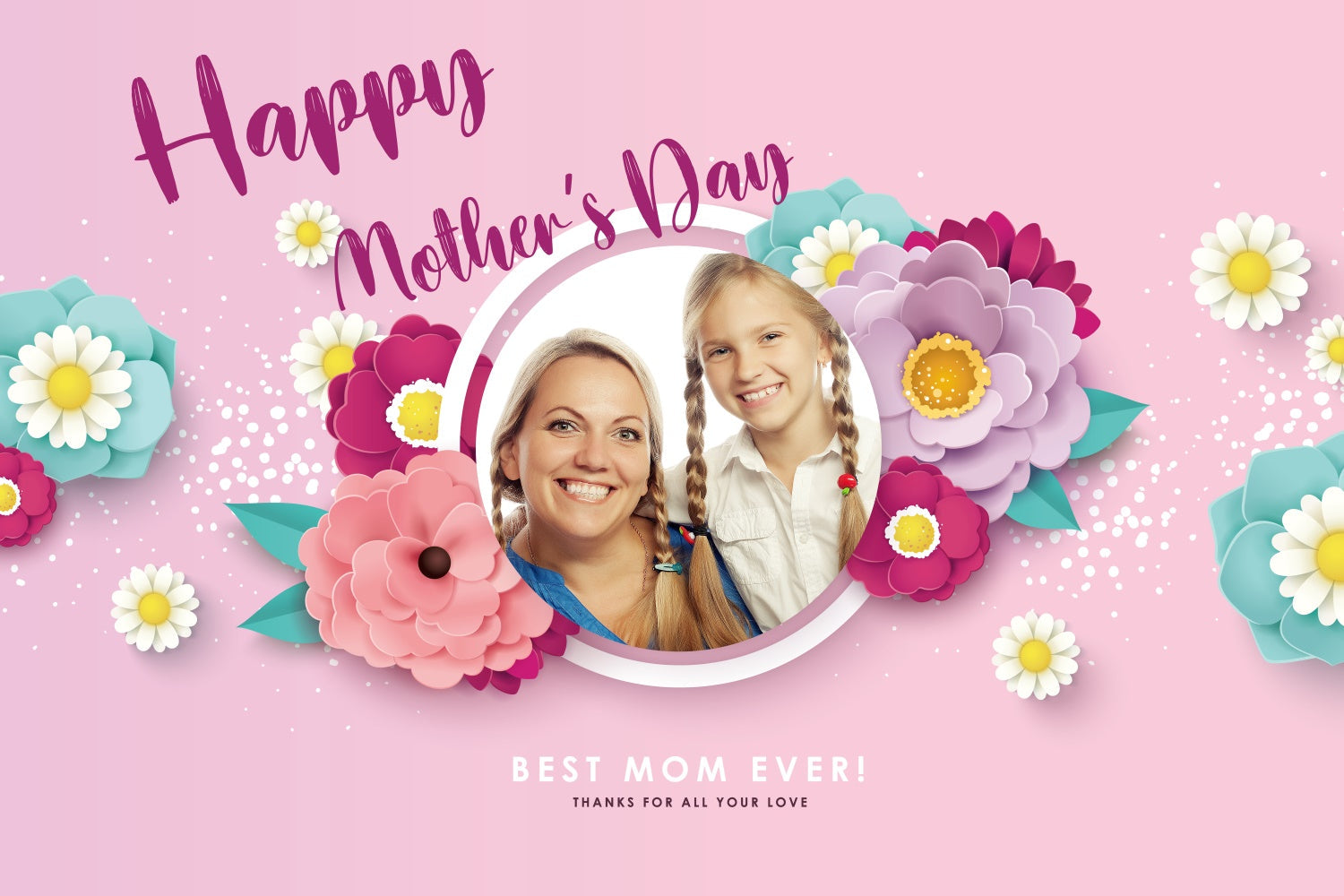 Happy Mother's Day Backdrop Adorable Floral Frame Custom Backdrop UK CJJ3-92