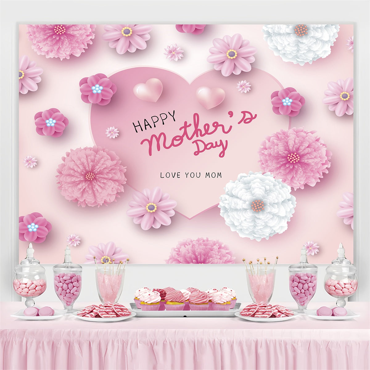 Mother's Day Backdrop Ideas Delicate Floral Love Custom Backdrop UK CJJ3-94