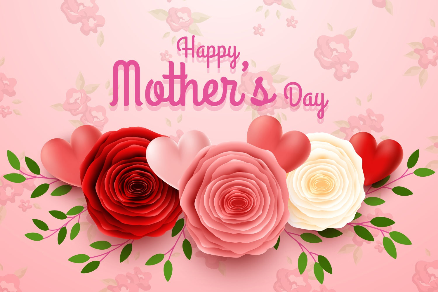 Mothers Day Photo Backdrop Charming Floral Heart Custom Backdrop UK CJJ3-96