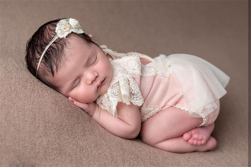 Newborn photography props lace one-piece dress for baby girl (with matching headpiece) CL5