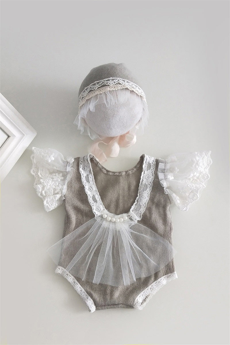 Newborn photography props lace one-piece dress for baby girl (with matching headpiece) CL5