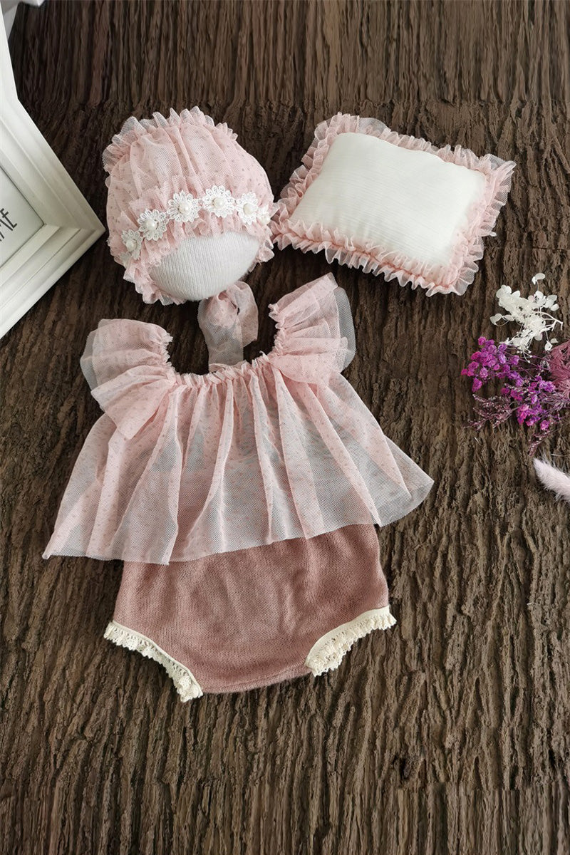 Newborn photography props lace one-piece dress for baby girl (with matching headpiece) CL5