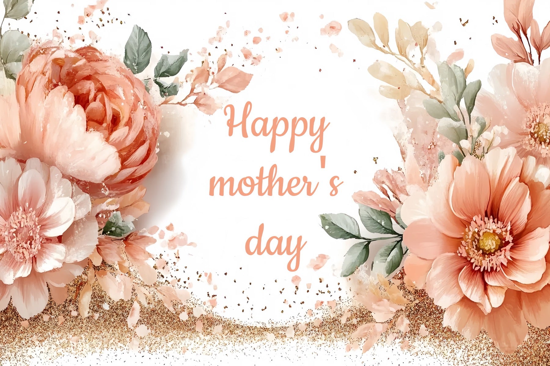 Mothers Day Backdrop Peach Floral Glow Custom Backdrop UK UK CSH-132