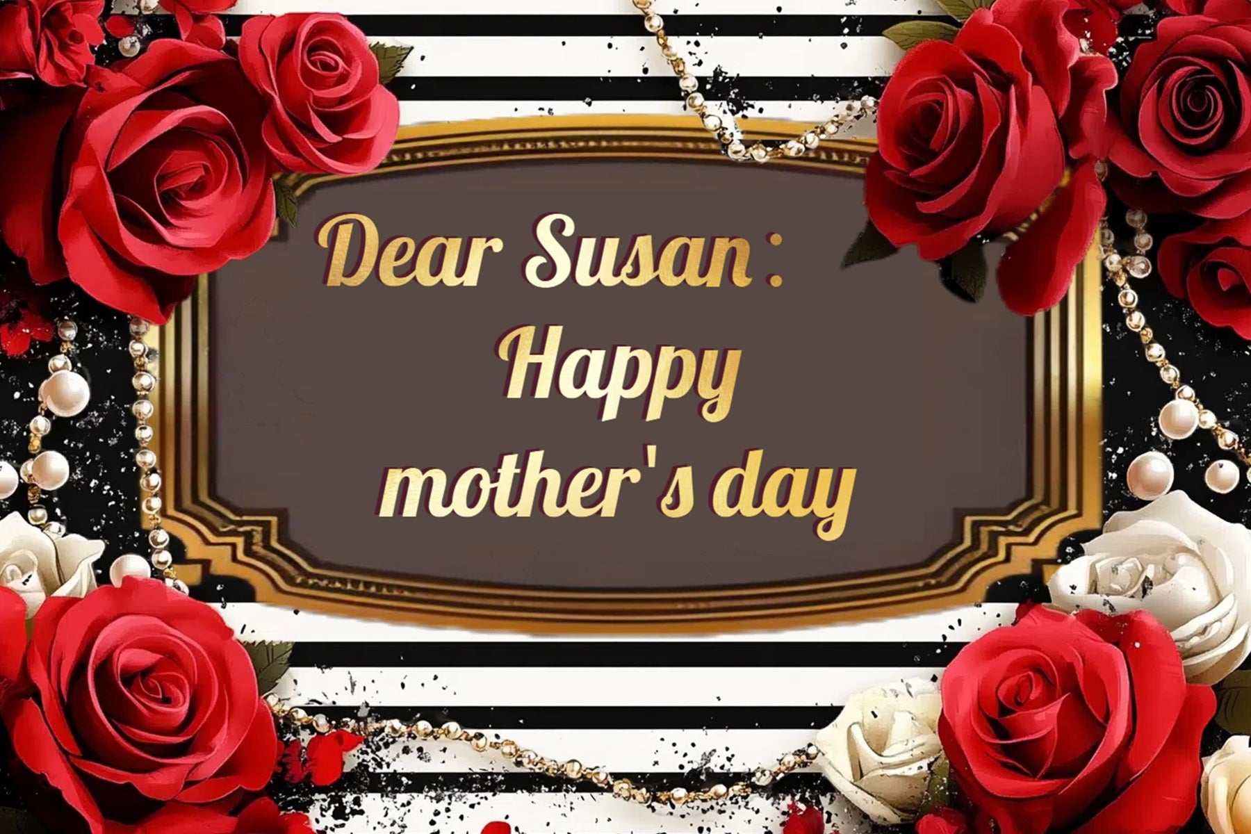 Mother's Day Backdrops Red Rose Stripes Personalised Backdrop UK CSH-134