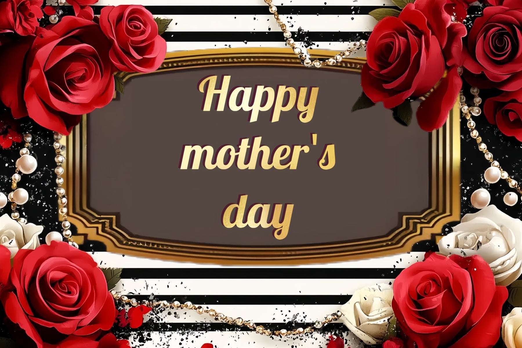 Mother's Day Backdrops Red Rose Stripes Personalised Backdrop UK CSH-134