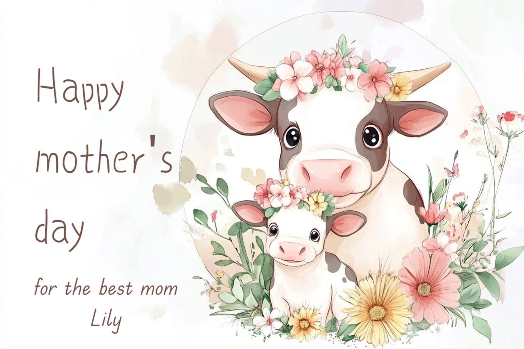 Mother's Day Photography Backdrops Floral Cow Family Customized Backdrop UK CSH-137