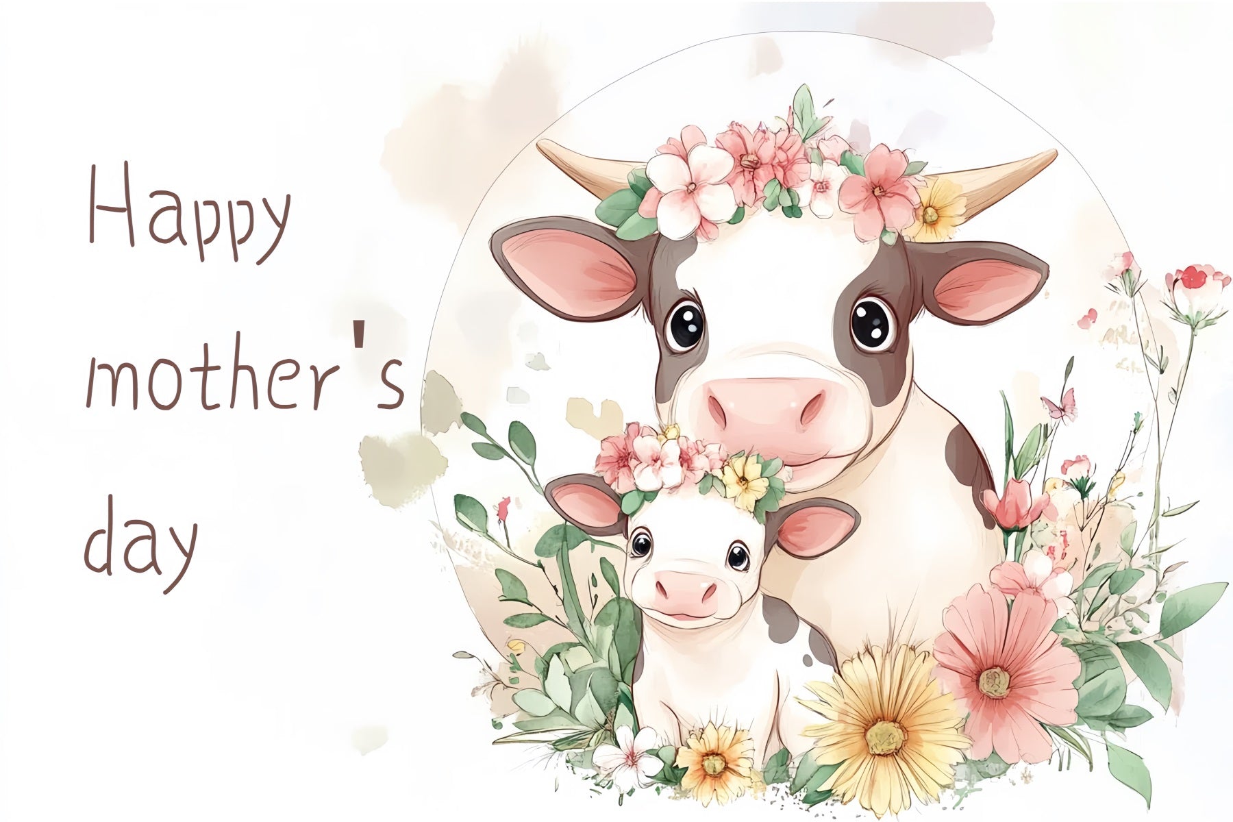 Mother's Day Photography Backdrops Floral Cow Family Customized Backdrop UK CSH-137