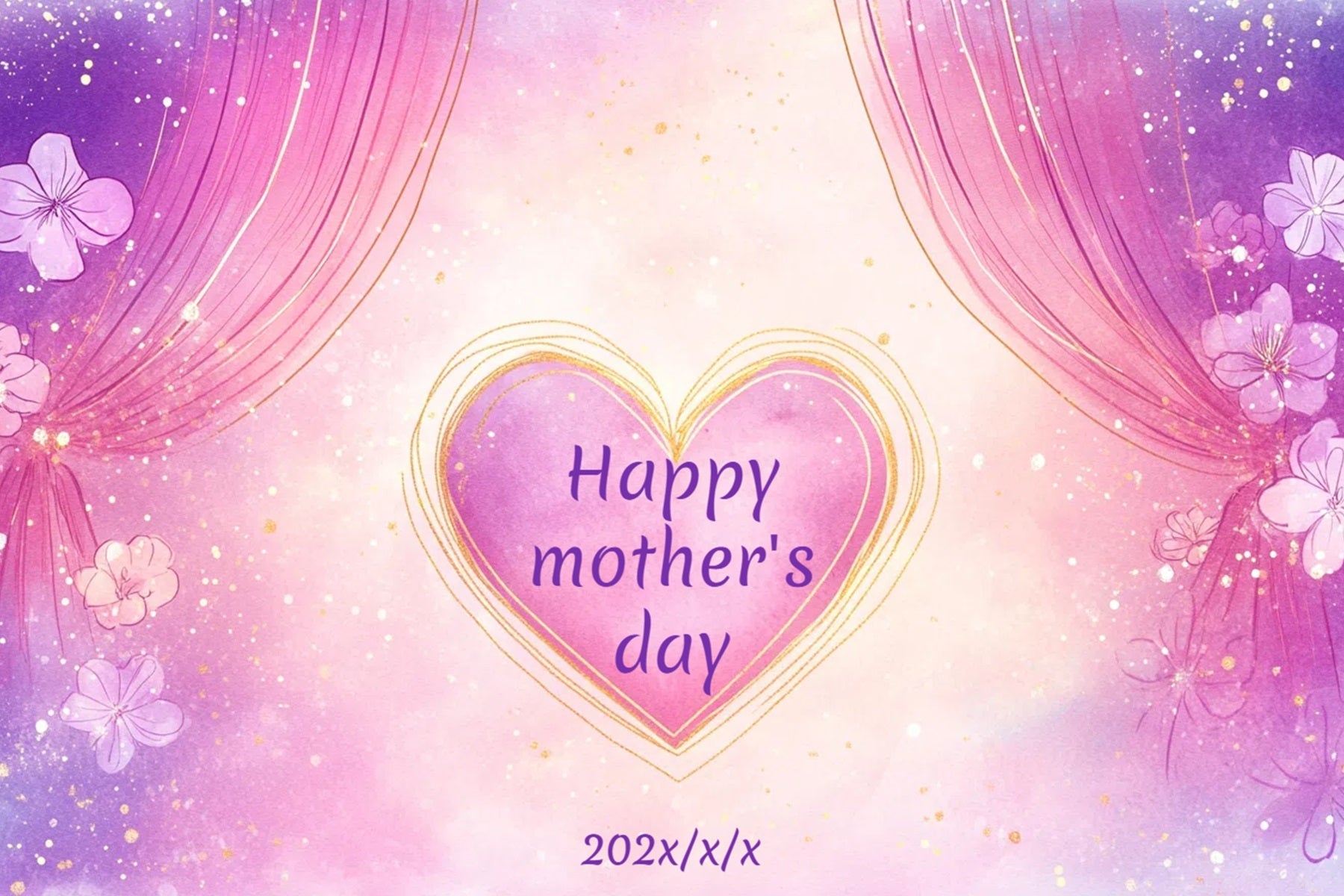 Mothers Day Photo Backdrop Purple Heart Glow Personalised Backdrop UK CSH-138