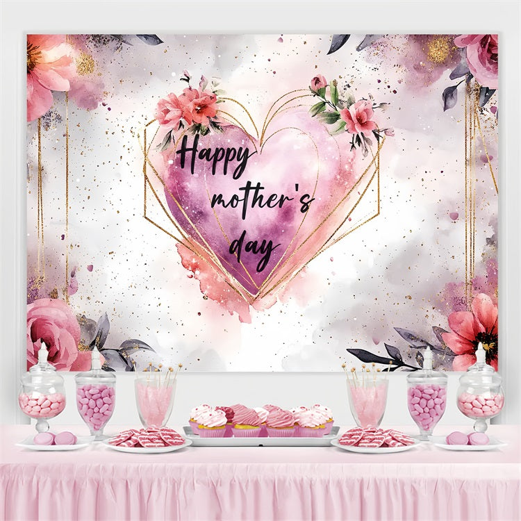Mothers Day Backdrops Gold Heart Floral Personalized Backdrop UK CSH-139