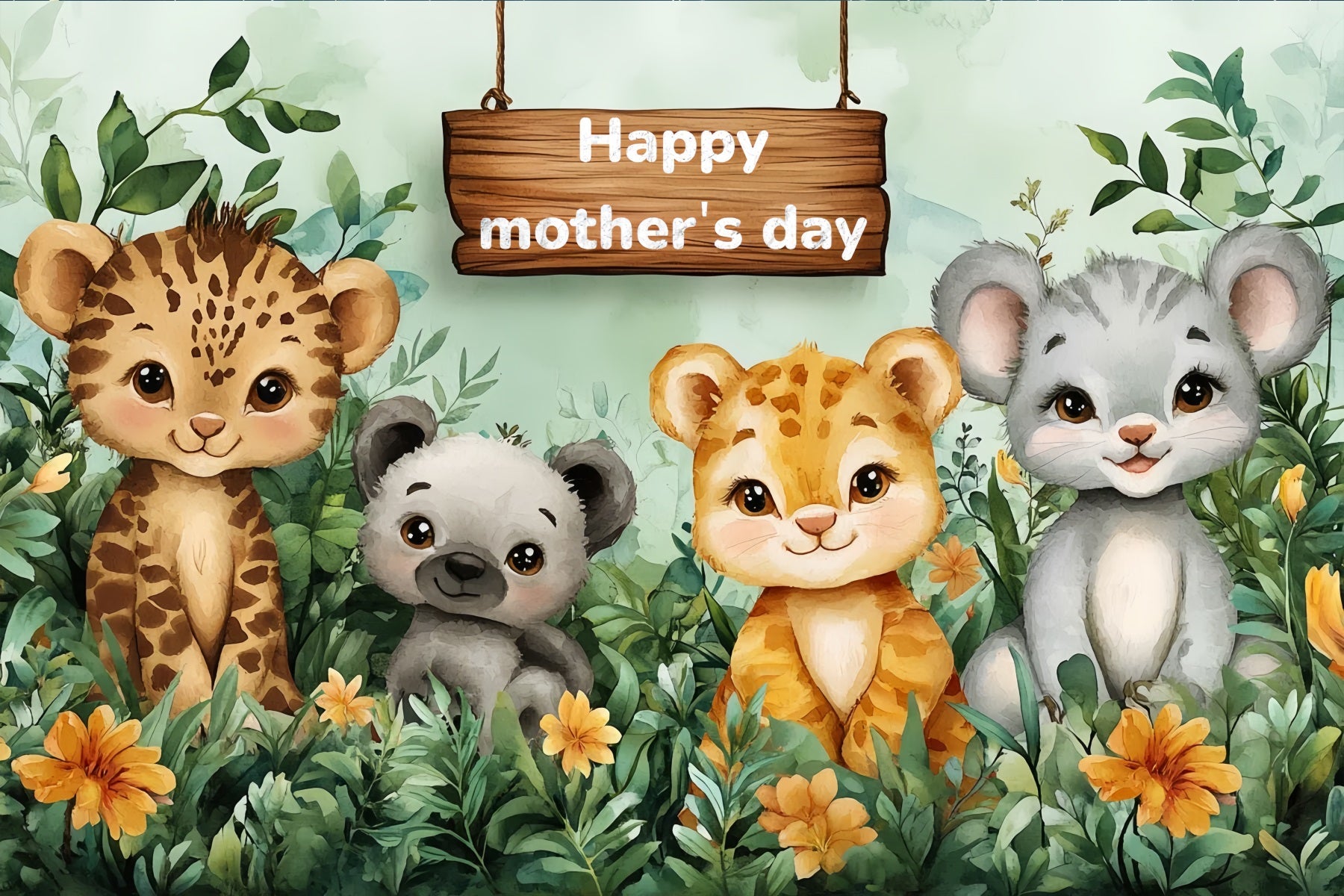 Backdrops For Mother's Day Jungle Friends Customized Backdrop UK CSH-141