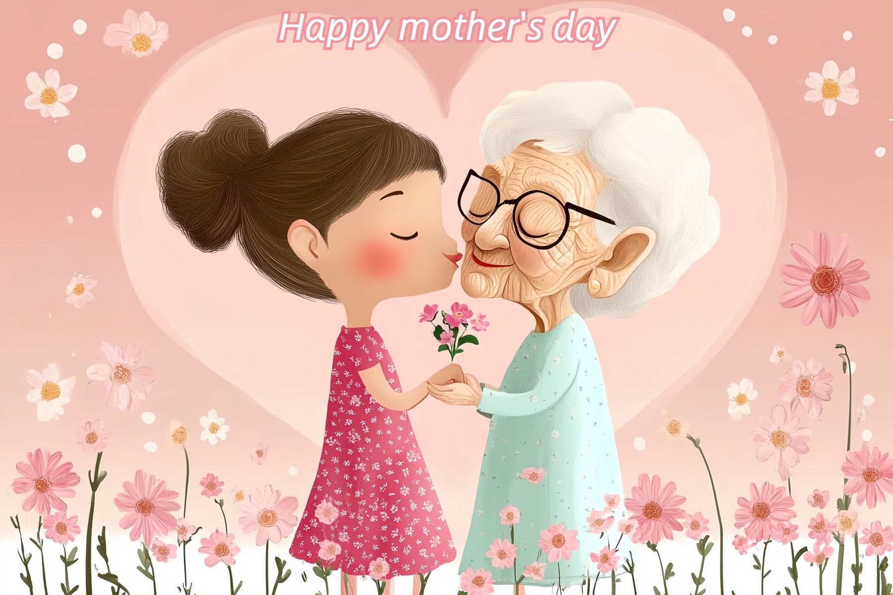 Mothers Day Backdrop Tender Kiss Grandma Custom Backdrop UK CSH-144
