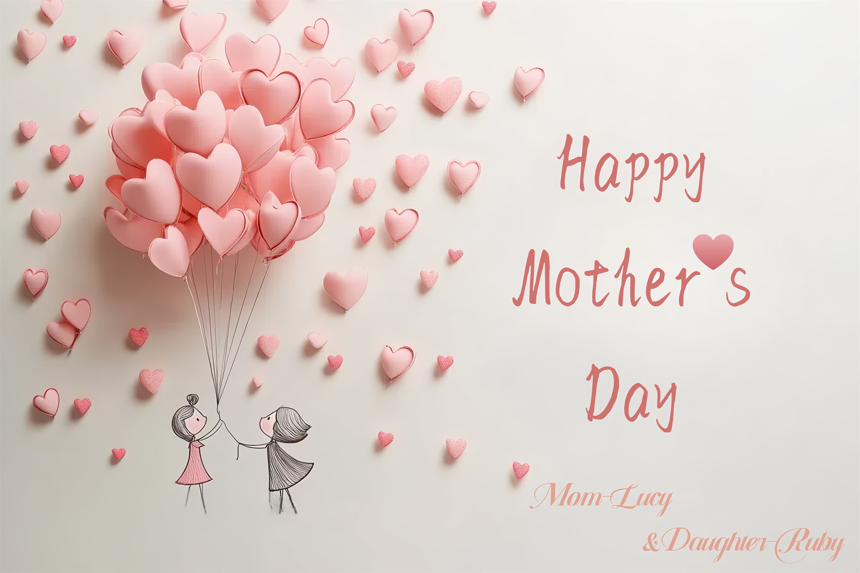 Mothers Day Photo Backdrop Pink Heart Balloons Customized Backdrop UK CSH3-100