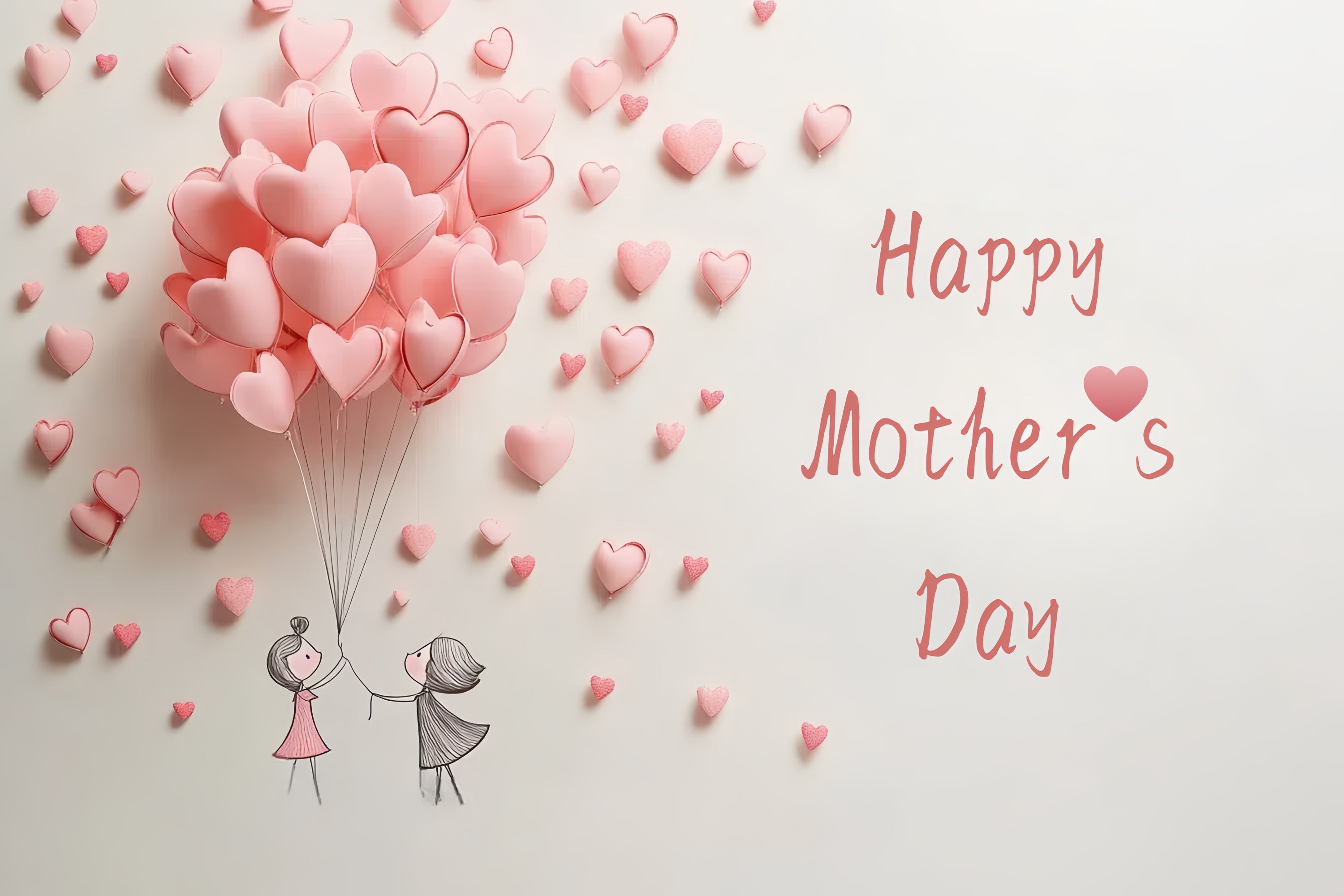 Mothers Day Photo Backdrop Pink Heart Balloons Customized Backdrop UK CSH3-100