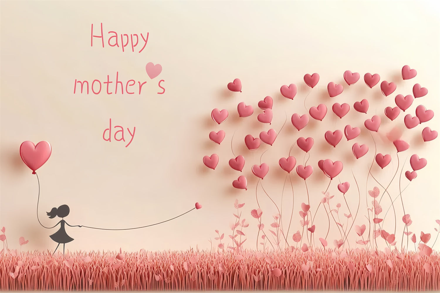 Backdrop For Mothers Day Heart Balloon Meadow Personalized Backdrop UK CSH3-101
